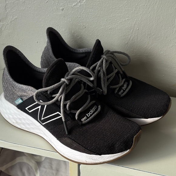 New Balance Shoes - New Balance Black & Gray Knit Lace-Up Sneakers